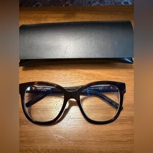 Saint Laurent Brown Tortoise Glasses with Black Case